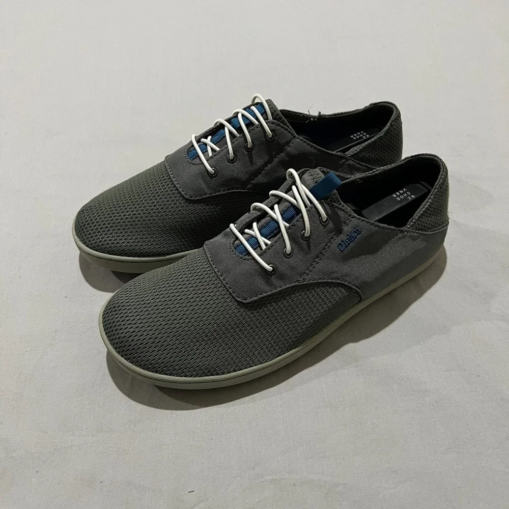Olukai Nohea Moku Mens Grey Mesh Slip On Comfort Boat Casual Summer Shoes 9